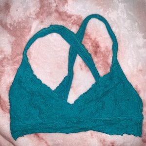 AERIE TURQUOISE CROSSBACK LACE BRALETTE